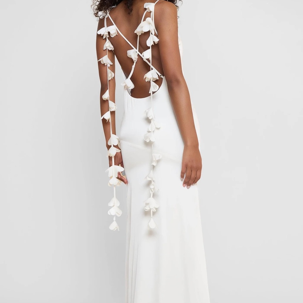 JARDIN PETAL SATIN MAXI GOWN - WHITE